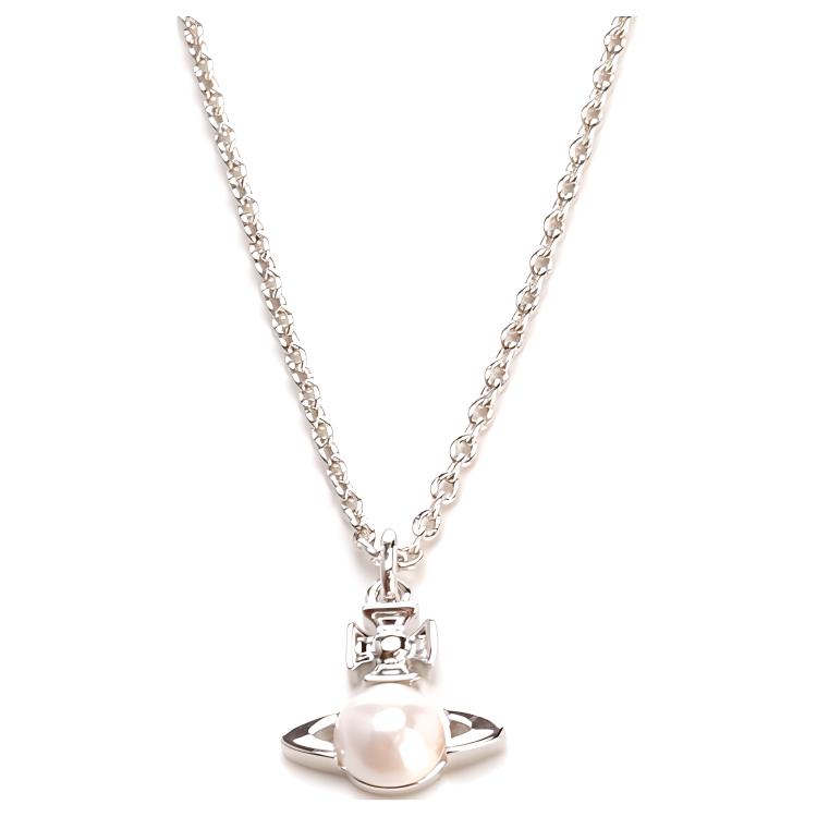 Vivienne Westwood Balbina Pendant Necklace Saturn Pearl Women necklace Light-Brown 6302032302P118CNP118 Box