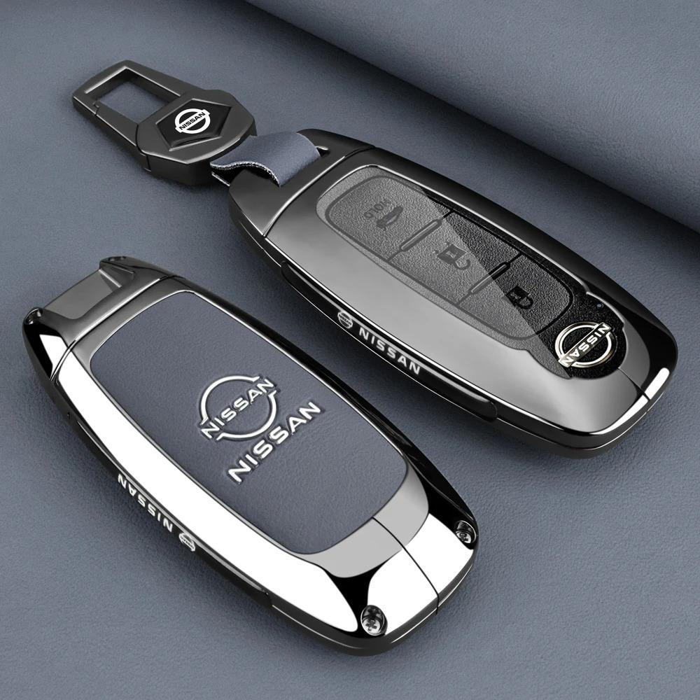 Leather Car Key Case Protection Shell Cover For Nissan X-Trail T33 Serena Rouge Kicks Pvathfinder Ariya Rogue Versa 2023 2024