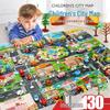 Bilingual Play Car Mat with Traffic Signs & Parking Scene for Kids