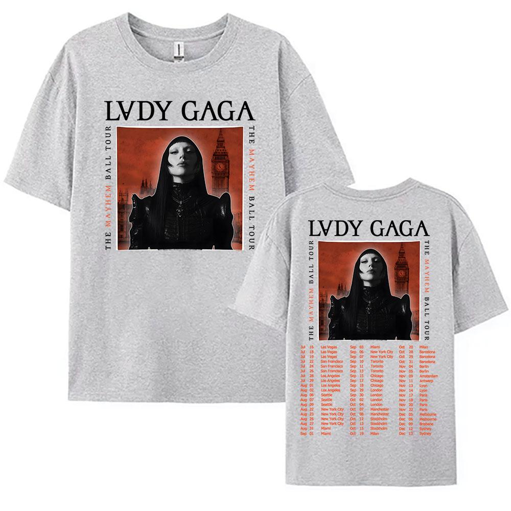 Y2K The MAYHEM Ball Tour 2025 Camiseta Lady Gaga Singer Impressão Camisetas De Algodão Verão Unisexga Curta Camiseta Pescoço Redond
