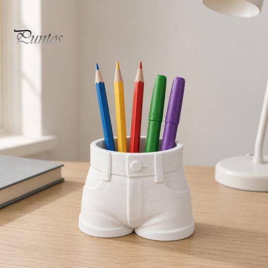 Practical Pen Container Shorts Shaped Holder, Funny Stationery Makeup Brush Storage Cup, 3D Cute Cup for Students Print Creative Office And