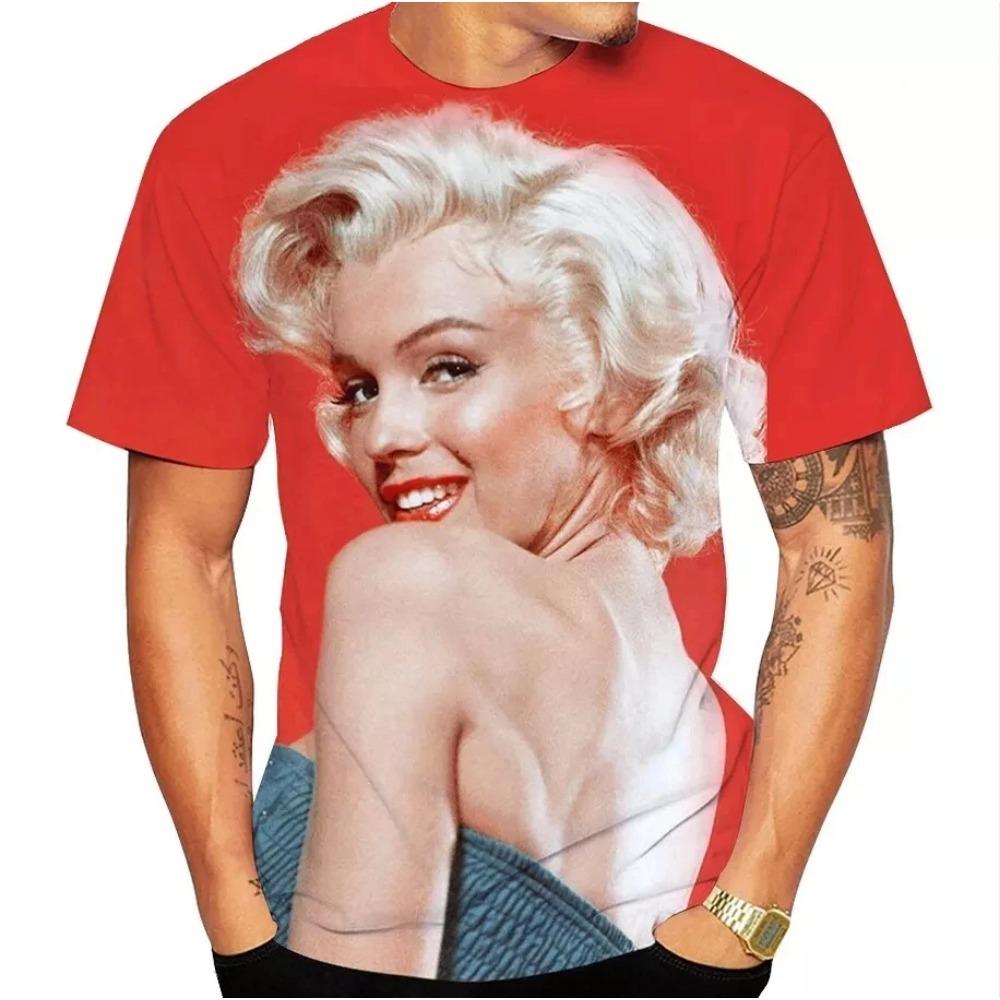 Marilyn Monroe Hip-Hop 3D Printed Men’s Short-Sleeve T-Shirt Casual Crew Neck Loose Top