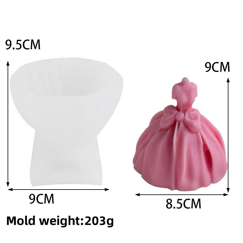 3D dlouhá sukně Svatba Svíčka Silikonová forma DIY Aromaterapie Sádra Ozdoba šatů Čokoládová forma na dort Svatební dárek Řemesla