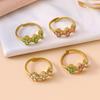 European & American Retro Colorful Four-Leaf Clover Adjustable Ring - Niche Flower Hand Jewelry