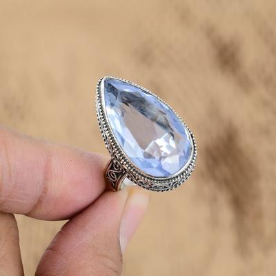 Gift For Her Natural Tanzanite Quartz Promise Vintage Ring Size 9 925 Silver