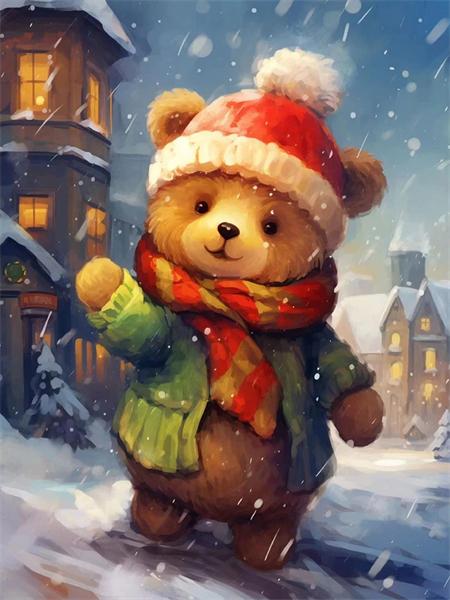 Diamond Painting Kit Bear Animal Home Decor Full Square Round Embroidery Mosaic Winter Christmas Handmade Gift