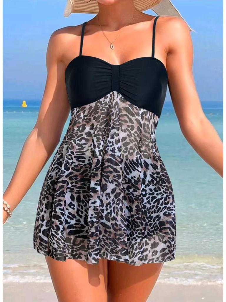 2024 Women's Versatile Print Mesh Tankini & High-Waisted Swim Briefs - Sexy Fashion Swimsuit