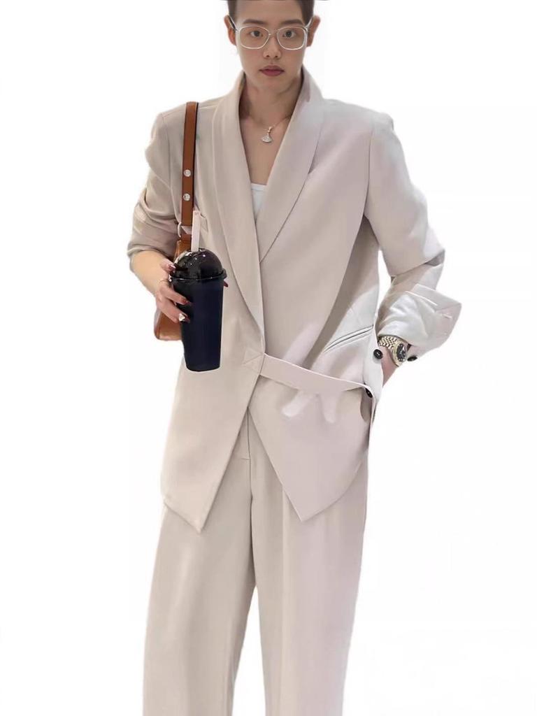 Spring & Autumn Plus Size Wide-Leg Pants Women's Casual Two-Piece Set