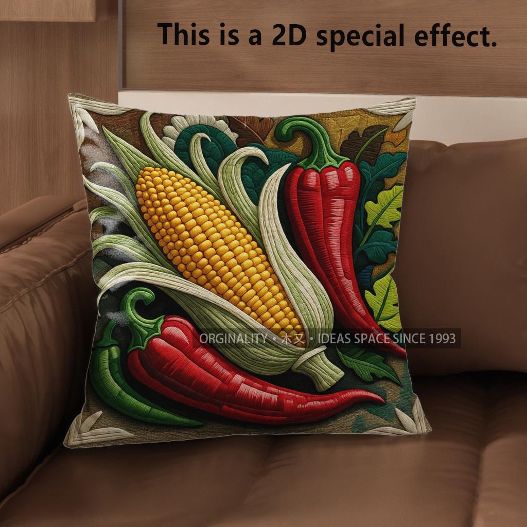 

2D Rustic Farmhouse Chili Corn Throw Pillow Covers Pattern Cushion Cover Suitable For Sofa Bedroom Car Pillow Cover 40x40cm