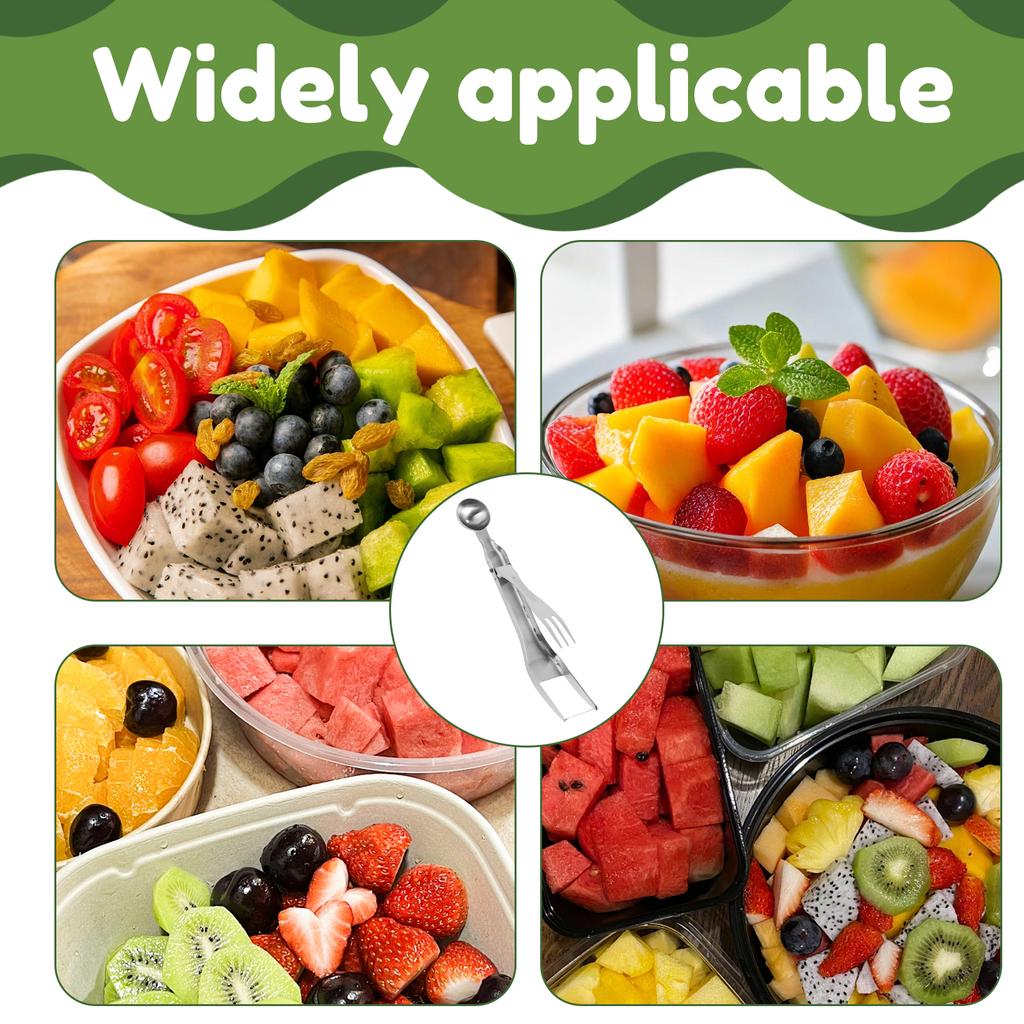 6Pcs Watermelon Fork Slicer Cutter Foldable Fruit Cutter Stainless Steel Watermelon Cutter Slicer Tool Double Head Melon Cube