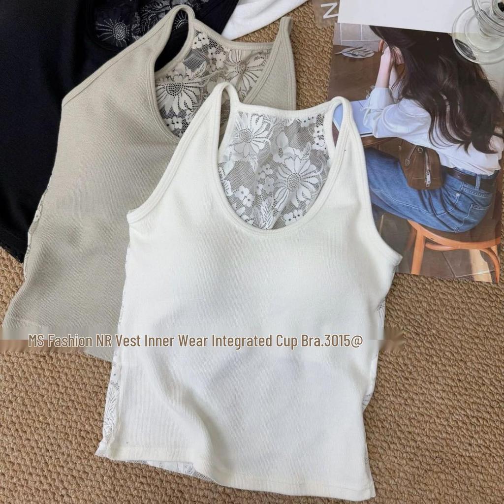 Lace Bandeau Camisole with Chest Pads - Slimming Versatile Layer Top for Women