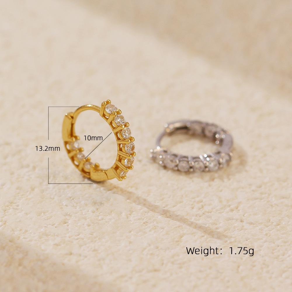 European Luxury S925 Sterling Silver Stud Earrings with Single Row Zirconia Diamonds
