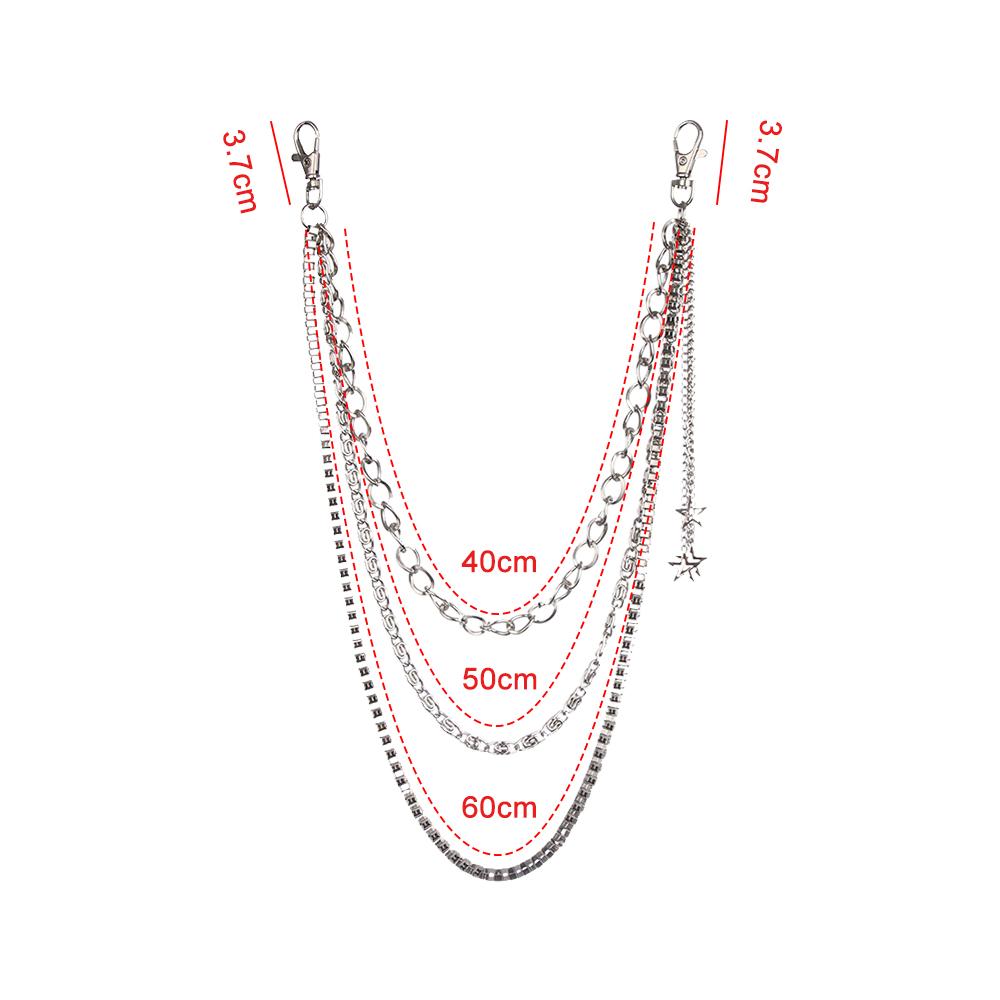 Rustproof Hip-hop Jeans Chain Rivet Gothic Star Tassel Pants KeyChain Rock Wallet Chain