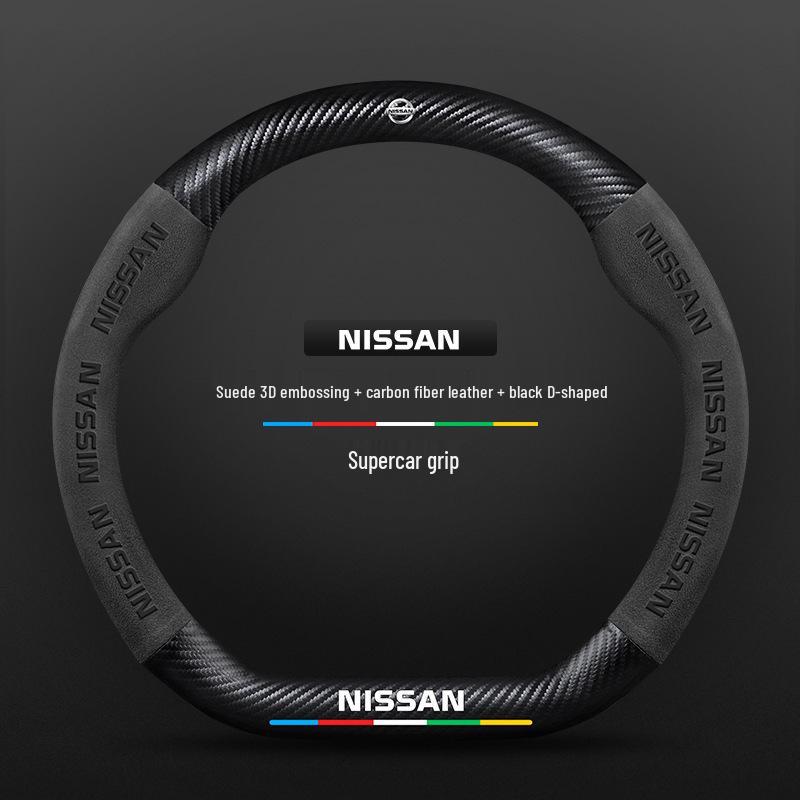 Potah volantu pro Nissan X-Trail (08-23) - Flokovaná uhlíková vlákna, univerzální střih pro všechna roční období.