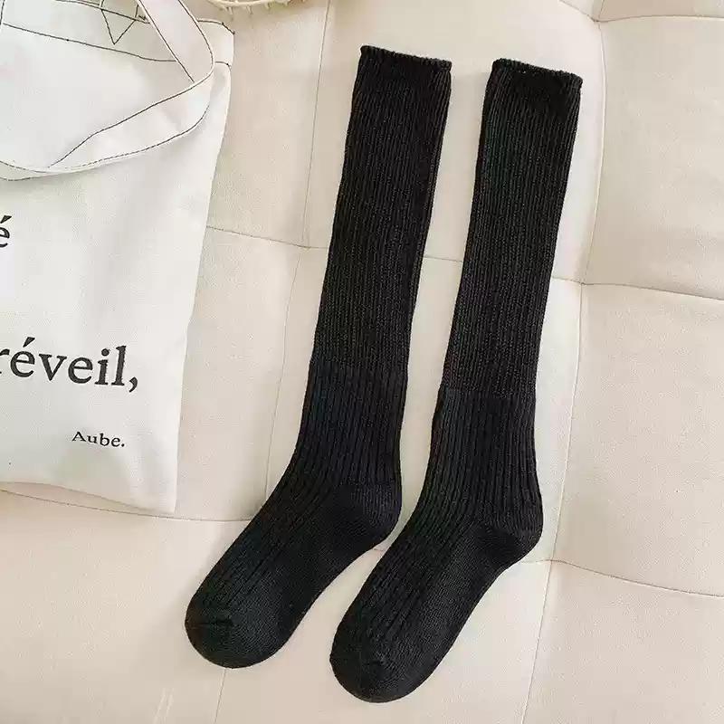 Solid Color Long Socks Stockings Women Jk Japan Style High School Girls Knee Socks Knit Cotton Autumn Winter Warm Socks Stocking