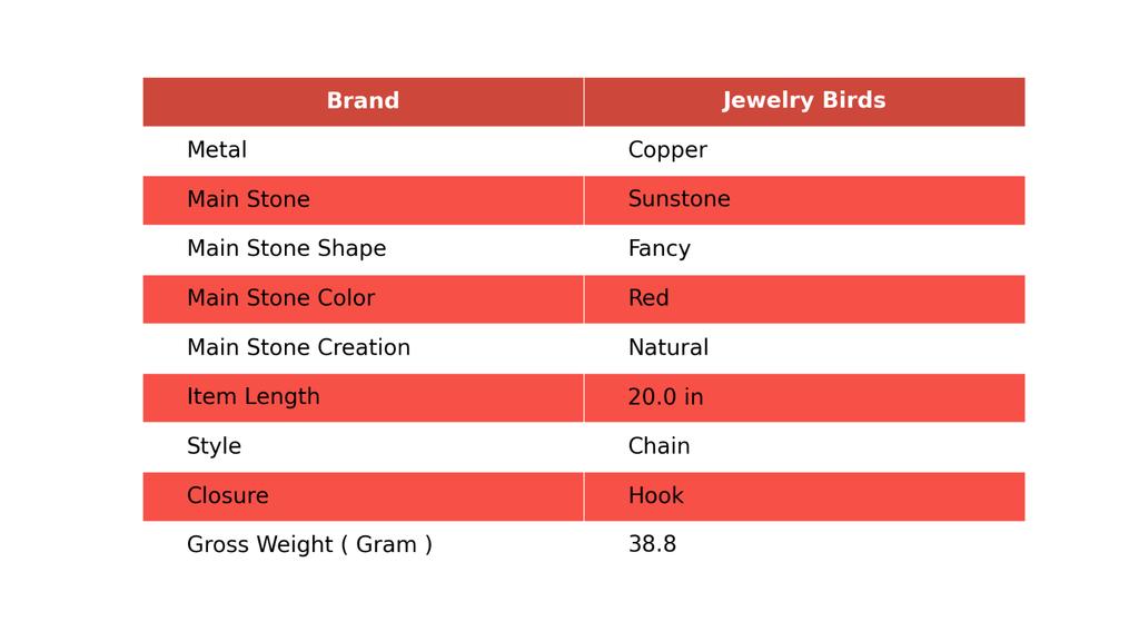 Fancy Sunstone Gemstone Chain Best Friend Gift Hook New Necklace Jewelry Copper V-17