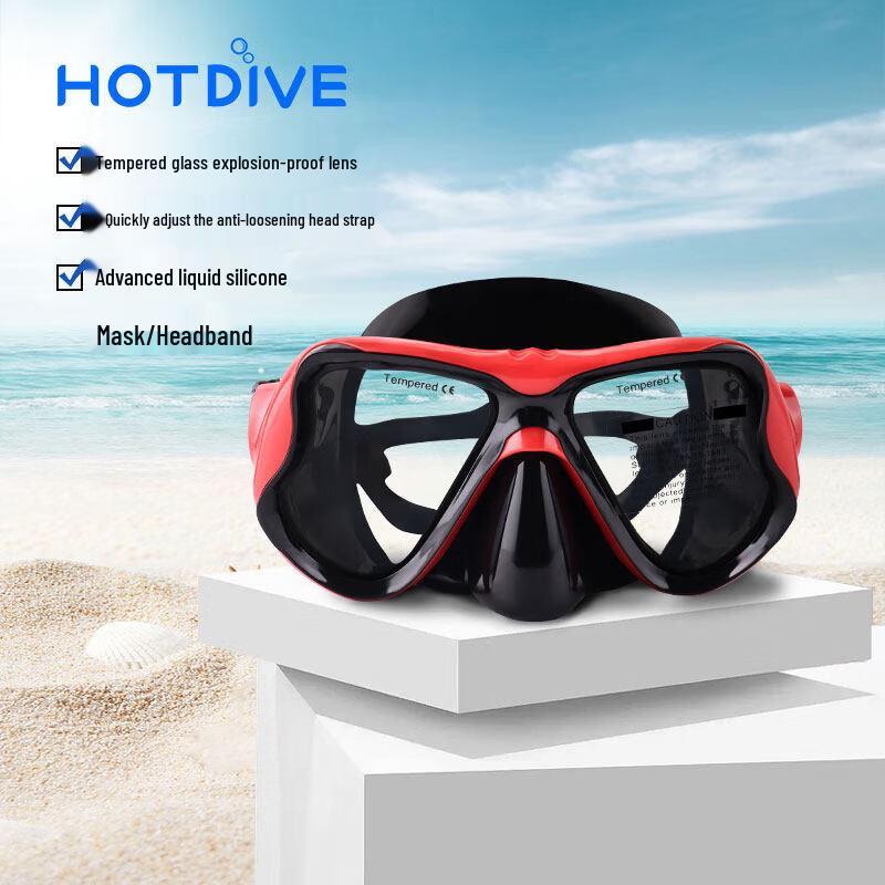 HOTDIVE Adult Tempered Glass Diving Mask