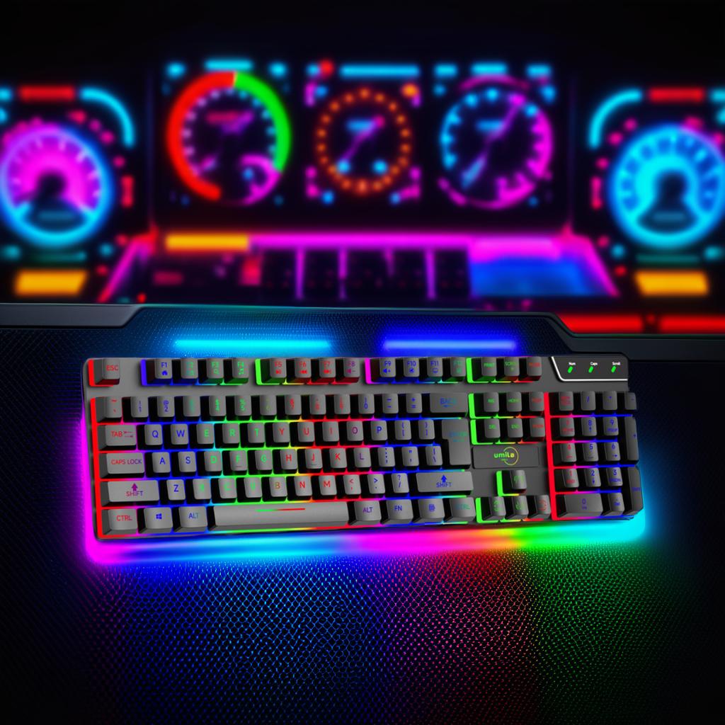 New High Quality Full Size Membrane Gaming Keyboard RGB Backlit USB Wired for Desktop