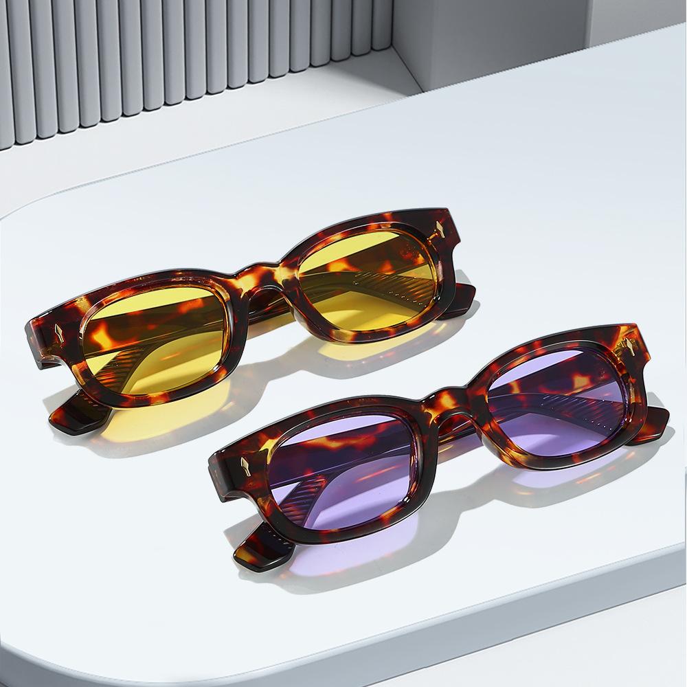 European and American retro small frame square rice nail sunglasses men's and women's trend fashion high-end sense plain anti-blue glasses