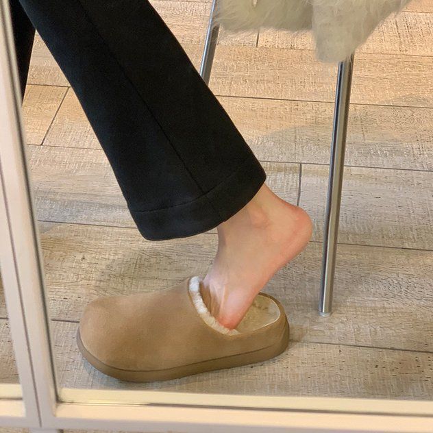 Mao Mao semi-drag Birken single shoes for women in autumn and winter 2025 Thickened warm and heightened Muller flat-bottomed bag head slippers for 