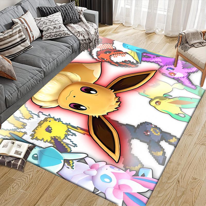 Cute Eevee2 Square Area Rug, Non-Slip Floor Mat for Bedroom, Perfect Gift for Eevee Fans