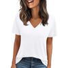 Womens' Fashionable And Casual Solid-color Basic V-neck Short-sleeved Top