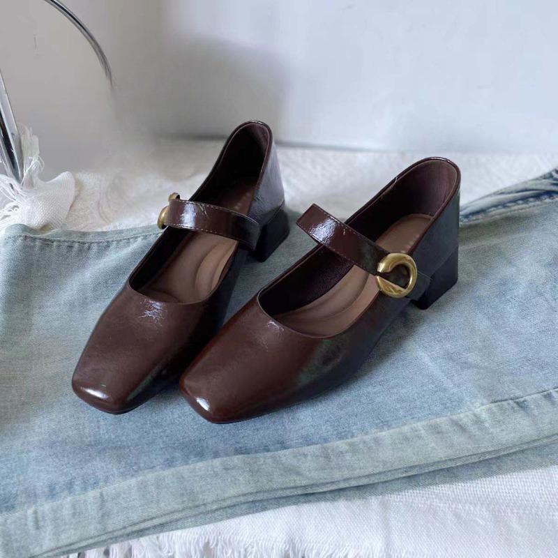 2025 New Buckle Strap Women’s Low Heel Pumps Fashion Square Toe Elegant Dress Comfortable Classic Shallow Office Shoes