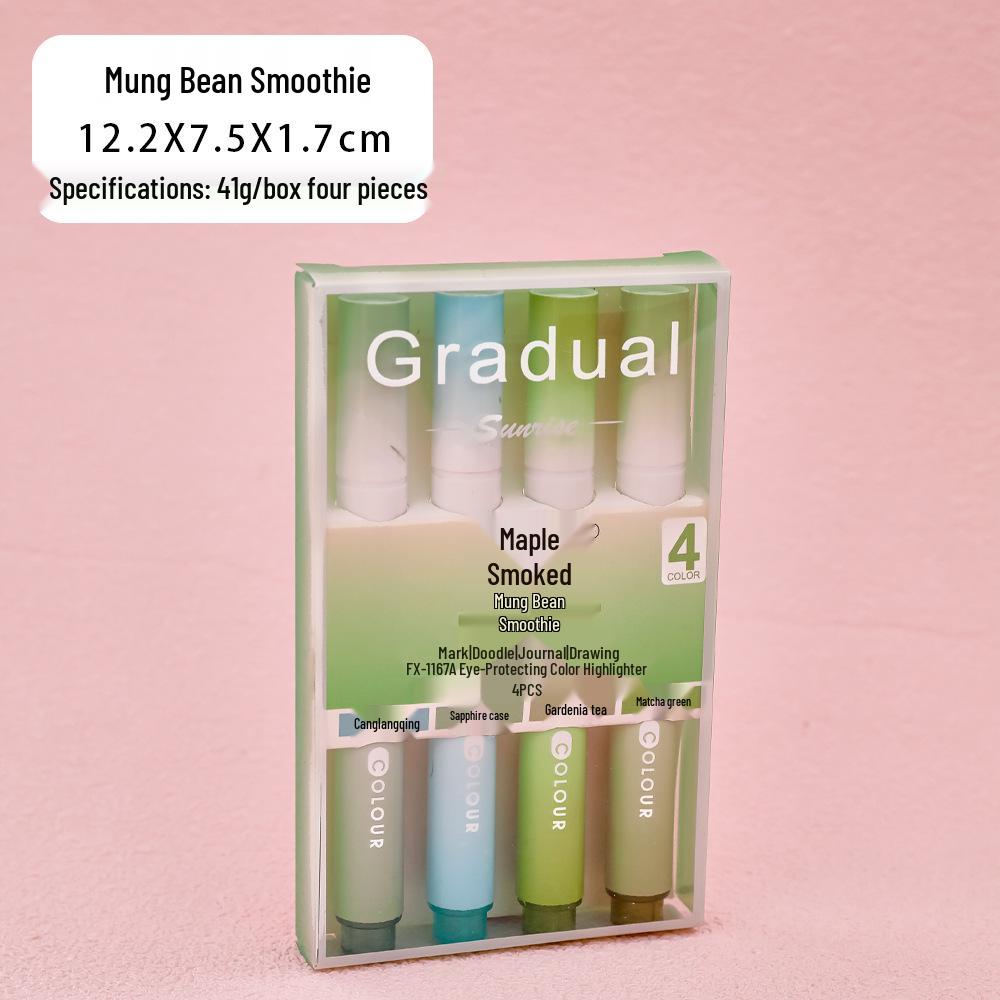 Verlaufsfarbiger Augenschonender Highlighter-Stift mit Schräger Spitze für Studenten und Journaling