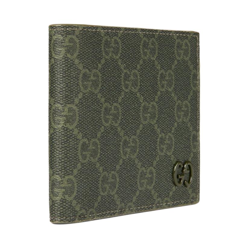 Gucci GG Supreme Logo Coated Fabric Wallet Unisex Wallet Forest-Green 768243-FAFBE-8491
