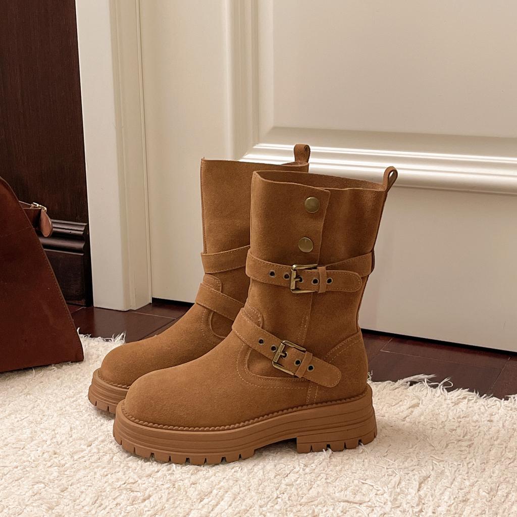 Thick-soled Versatile Fashion Boots Women's 2025 New Autumn Fashion Small Height-increasing Short Boots Versatile Temperament Trouser Tube Boots