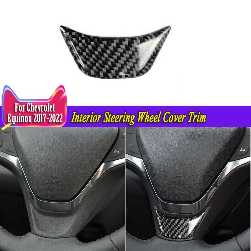 For Chevrolet Equinox 2018-2024 Carbon Fiber Interior Steering Wheel Cover Trim
