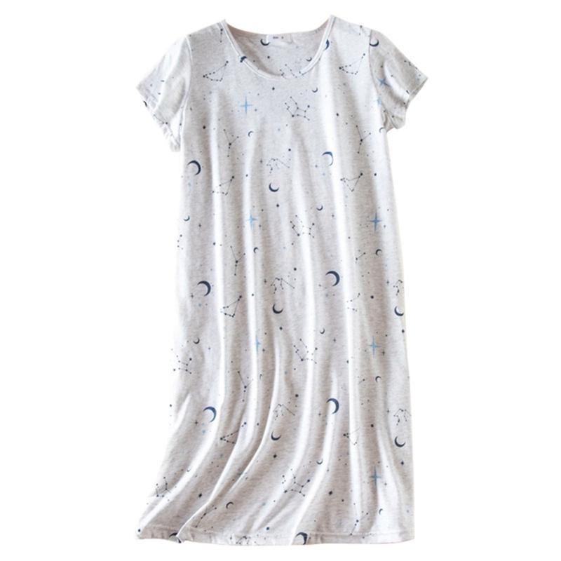 Women Round Neck Short Sleeve Casual Nightdress Printed Loungewear