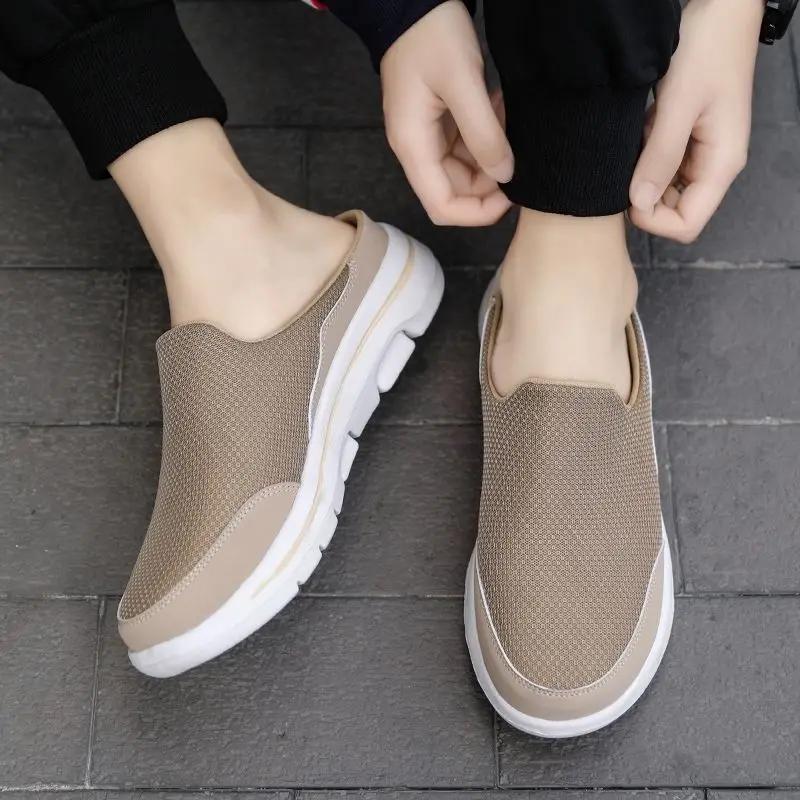 Fashion Mules Flat Slides Men's Shoe Half Male Slipper Designer Luxury Trend 2025 Low Price Elegant Summer Sale Fashion Clappers Adult