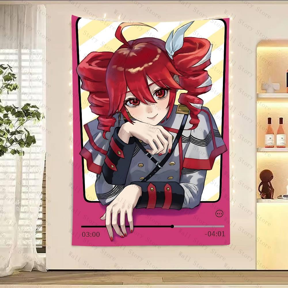 

Kasane Teto Chibi Collage Tapestry RedHaired UTAU Character Kawaii Anime Print Wall Hanging Ideal for Vocaloid UTAU Fans 74x94cm(29x37in)