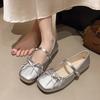 Fairy flat-bottomed evening breeze gentle single shoes Fairy shoes 2025 new summer square head Mary Jane shoes single shoes