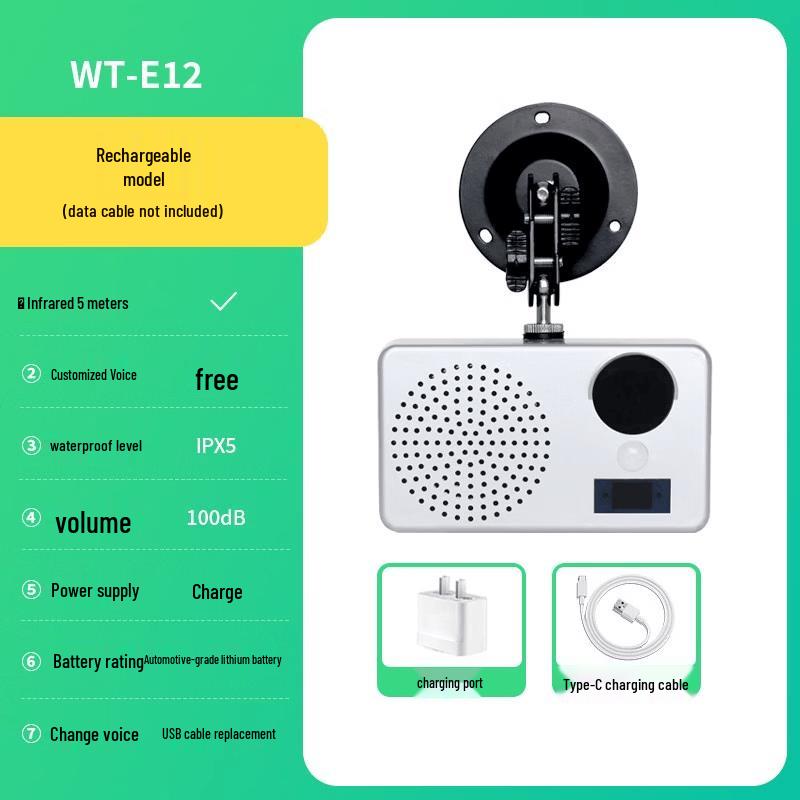 Solar Voice Prompt Outdoor Safety Alarm E12