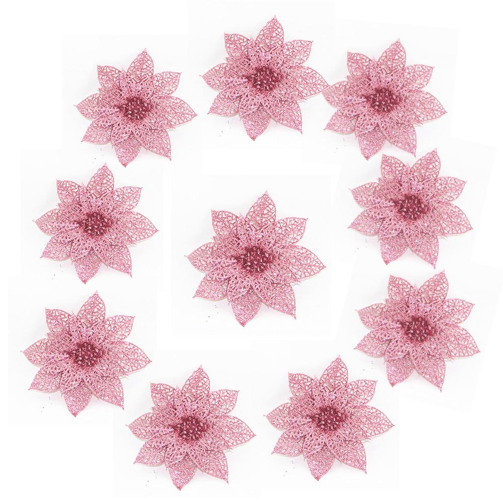 

10 шт. / Компл. Рождественские цветы деревья рождественский декор блеск среда день рождения 8 см One Size розовый