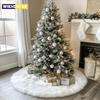 1pc Fluffy White Christmas Tree Skirt Faux Rabbit Plush Xmas Tree Skirt Christmas Gifts Home Decor New Year Winter Decoration