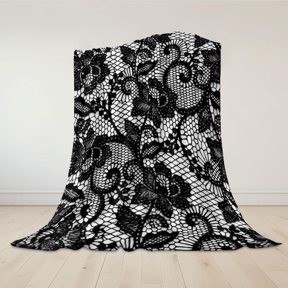 Floral Lace Flannel Blanket Perfect for Sofa Office Bed Travel Sleep Read Relax Camping four season use