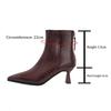 Women's Kitten Heel Bootie Fall Winter  6cm Pointed Toe Ankle Boots Leather Dress Jeans Booties With Zipper Heels Boots