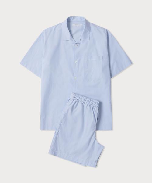 

[247 Series] Solid Short Sleeve Pajama Set Sky Blue [Shipped from Korea] 100% Authentic Blue - S
