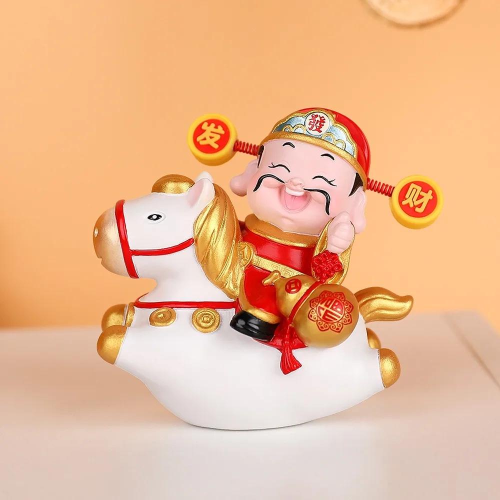 Resin 2026 Horse Year Figurines Chinese Style Mascot God of Wealth Figurine Year of The Horse Blessing Horse Statue