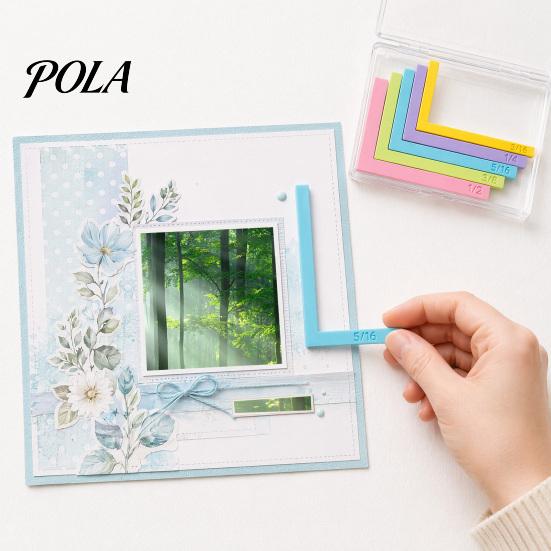 L-shaped Ruler Set Paper Crafting Alignment Guides with Storage Case, 5 Pcs Color-Coded L-Shaped Framing Spacer Spacers Size Tabs for Card Making,