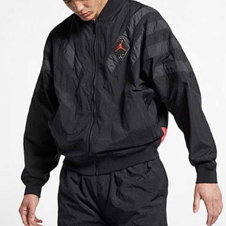 Air Jordan 6 Srt Lgc Nylon Jacket Full-Zip Stand Collar Outerwear Men Jacket Black BV5406-010