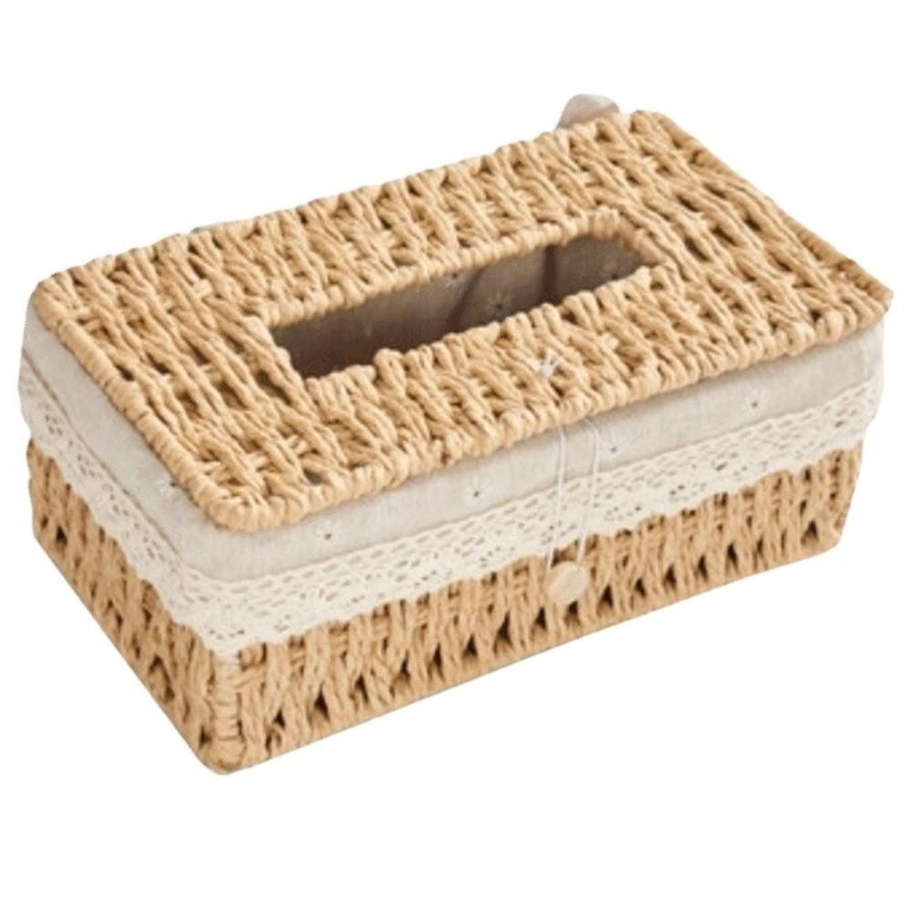 Hand Woven Rattan Woven Tissue Box Japanese Style Napkin Holder Creative Storage Box  Home