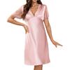 Women's Short Sleeve Silk Nightdress - Summer Solid Color Pullover Pajamas