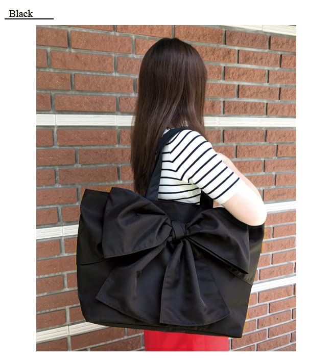 [Emplet Veil] Lightweight and Spacious Tote Bag for Travel or As a Mother's Bag. 16L Capacity, 52cm Wide X 30cm High X 15cm Deep. Black. Shoulder