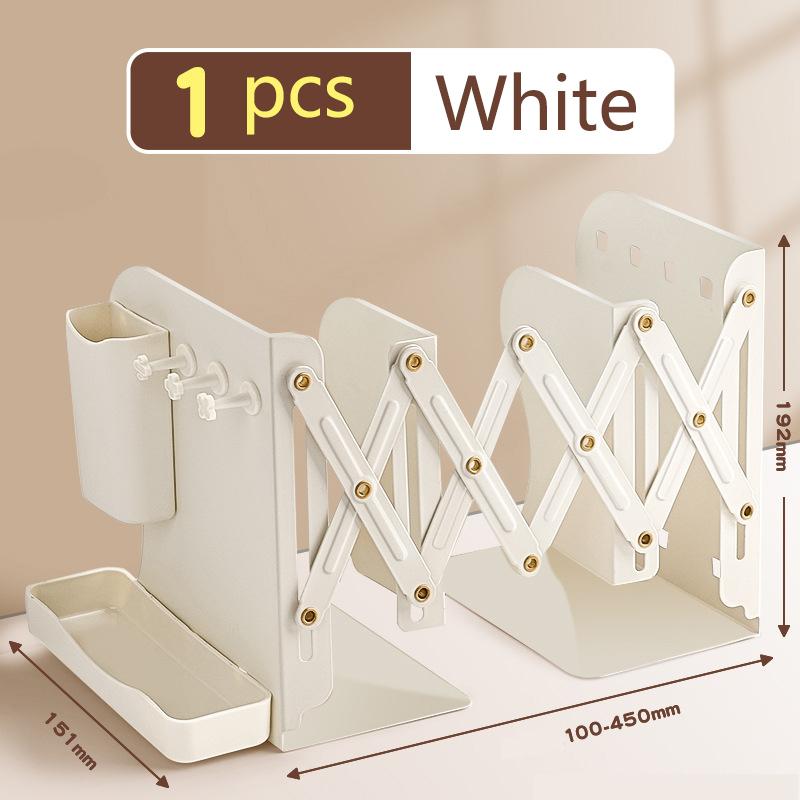 Retractable Bookstand with Pen Holder Integrated Desktop Book Storage Rack Baffle Book Clip Folding and Fixed