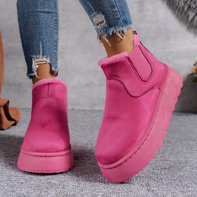 Mode Damen Plateau weiche bequeme Freizeitschuhe klassisches Design leicht runde Zehen Winter dickes Plüsch warm Schneestiefel