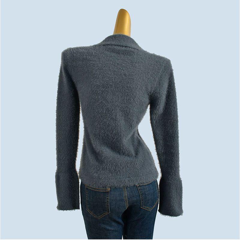 Fancy American Lapel Imitation Mink Knitting Cardigan Female Fall and Winter New Sweater Coat Long Sleeve Split Elegant